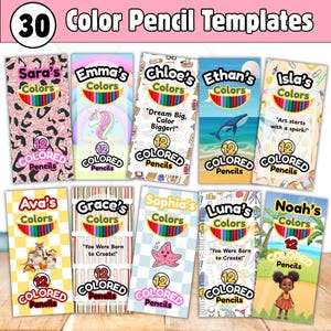 Back to School Colored Pencil Label Template, colored pencils edit, Colors Pencil Box, editable Color box, customize cr box
