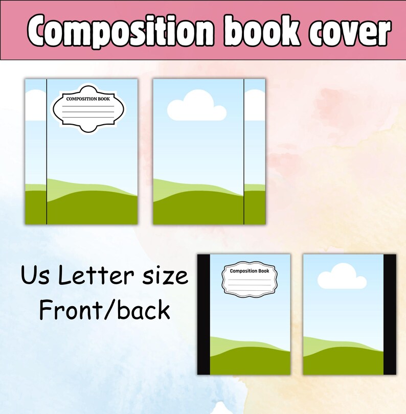 Composition Notebook Cover Canva Frame Template, Editable Composition ...