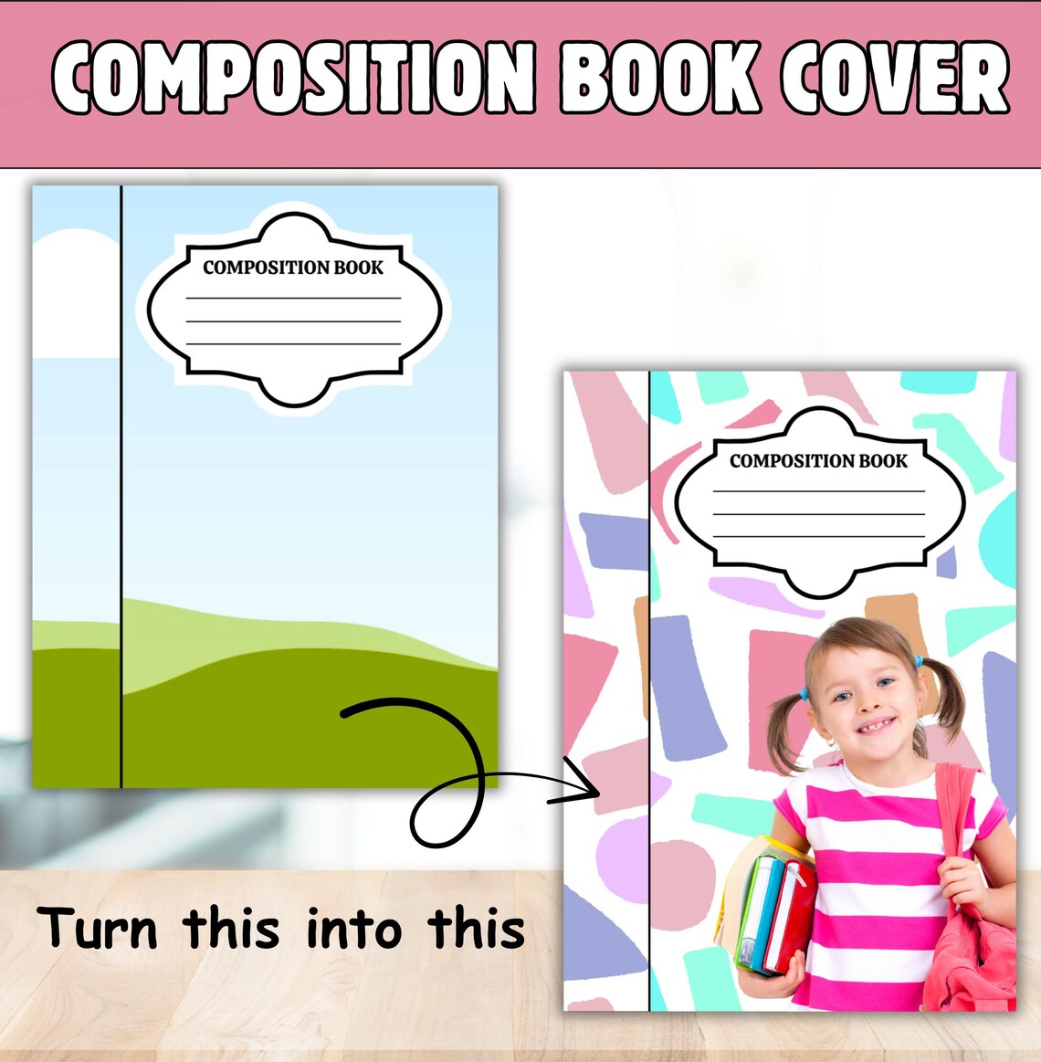 Composition Notebook Cover Canva Frame Template, Editable Composition ...