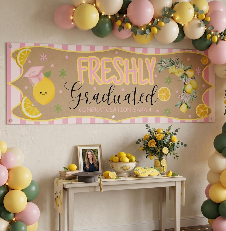 10 Lemon Graduation Banner Template Bundle | Lemon Theme, Freshly ...