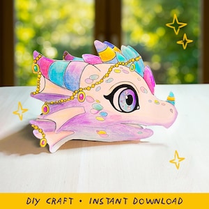 Paper Dragon Puppet Bubble | DIY Printable Craft | Print-ready pdf-file