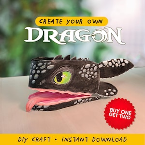 Paper Dragon Puppets Toothless and Light Fury | DIY Printable Craft | Print-ready pdf-file