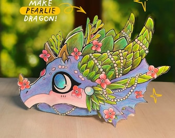 Paper Dragon Puppet Pearlie | DIY Printable Craft | Print-ready pdf-file