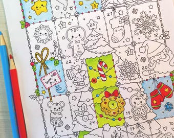 Utskrivbar adventskalender för nyårsafton | Nedräkning till 25 och 31 dagar | Målarbild för nyårsafton för barn | DIY PDF