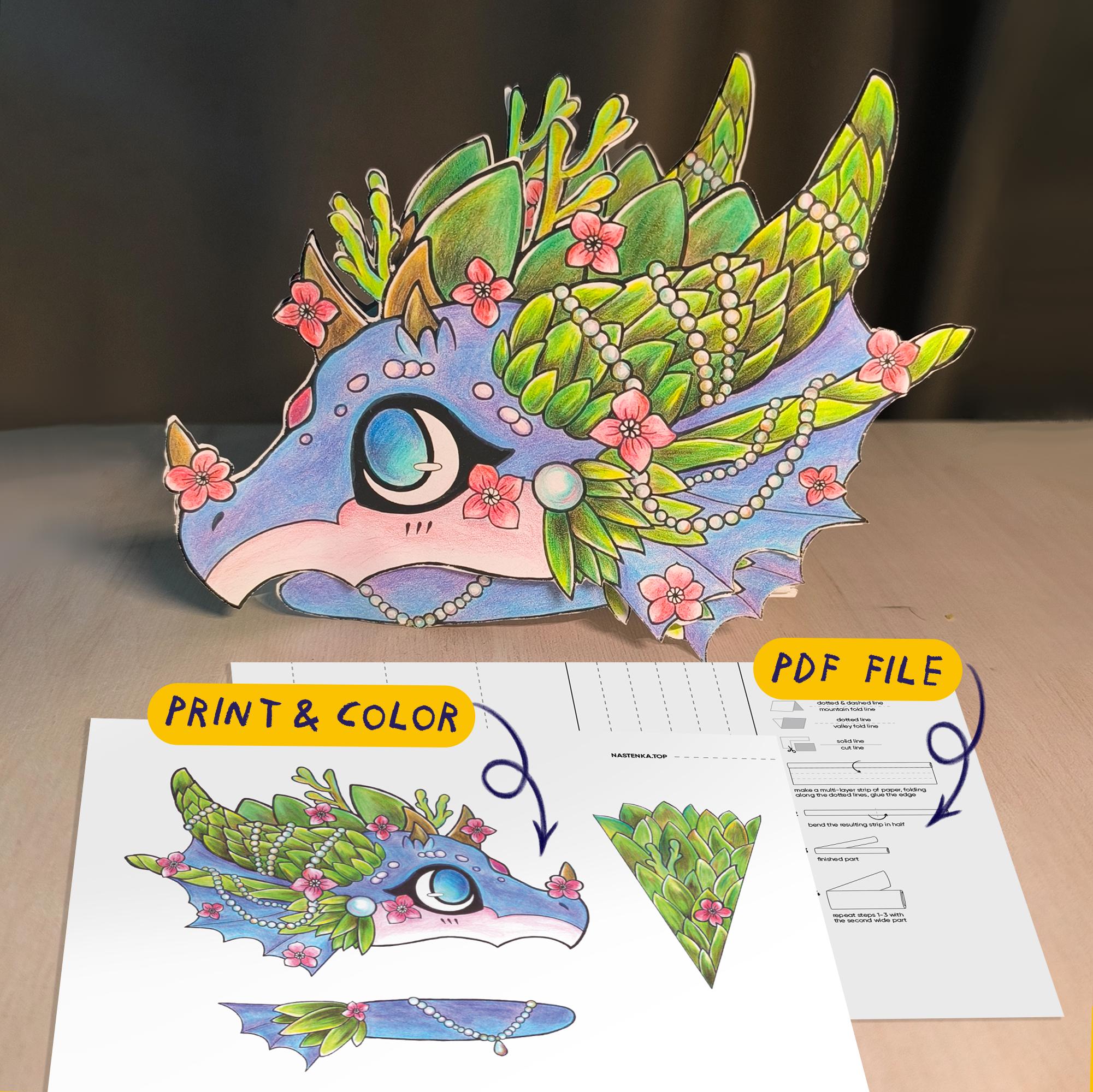Paper Dragon Puppet Pearlie | DIY Printable Craft | Print-ready Pdf ...