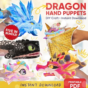 DRAGON ARM PACK | 5 afdrukbare PDF-sjablonen | DIY-knutselwerk