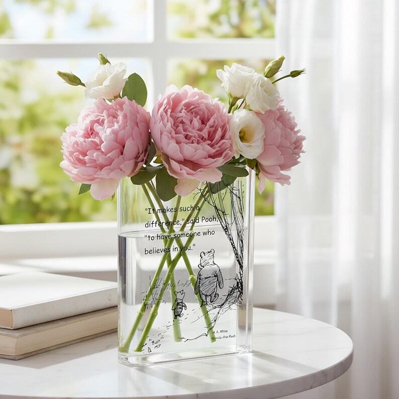 Winnie the Pooh Acrylic Book Vase,it Makes Such a Difference,clear Book ...