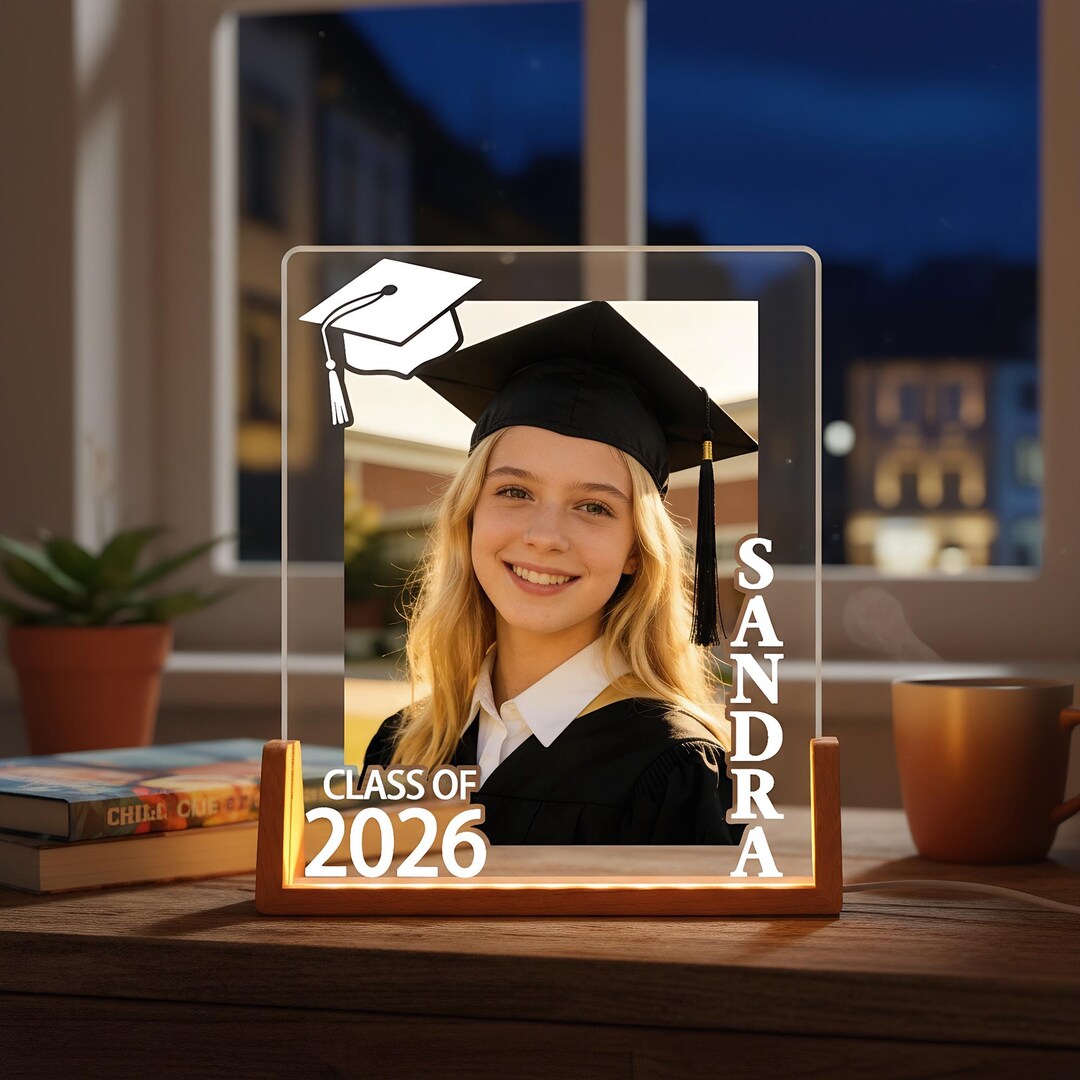 Personalized Graduation Photo LED Night Light, Custom Name Class of ...