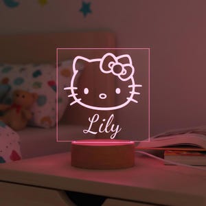 Personalized Hello Kitty Night Light, Cute Cartoon Nursery Lamp, Holiday Gift For Hello Kitty Fans, Hello Kitty Bedroom Decor, Gift for Girl