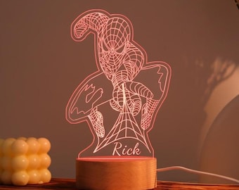 Spider-Man 3D Illusion LED Night Light, Night Light For Kids, Bedroom Decor,Birthday Gift for Spider-Man's Fan,Spider Man Themed Night Light