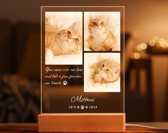 Custom Pet Photo LED Night Light,Peronalized Photo Night Light,Photo Collage LED Light,Pet Loss Keepsake,Pet Memorial Decor