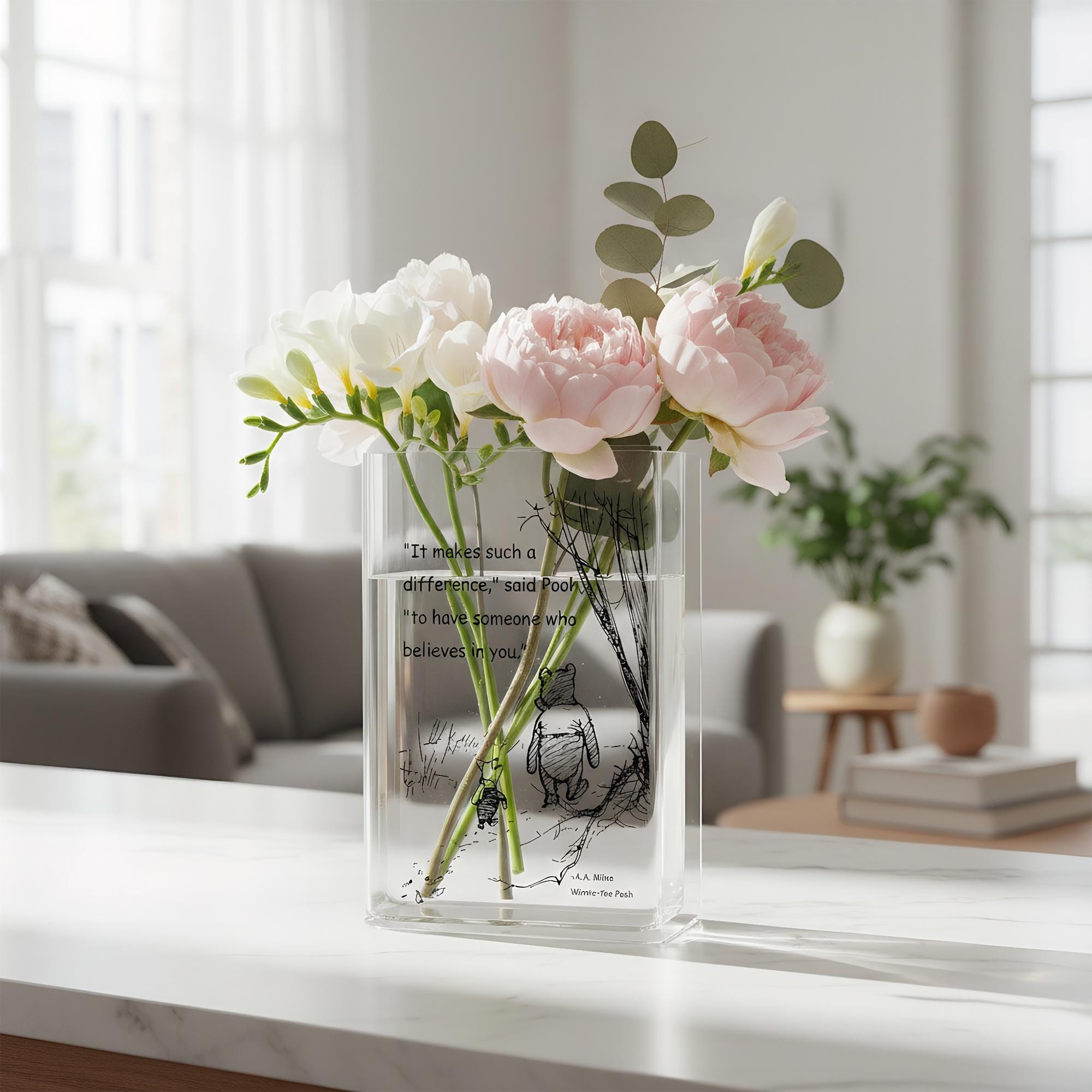 Winnie the Pooh Acrylic Book Vase,it Makes Such a Difference,clear Book ...