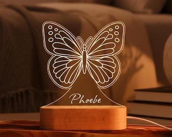 Personalized Butterfly LED Night Light,Night Light For Kids Room,Nursery Night Light,Personalized Night Light,Perfect for Children Gifts