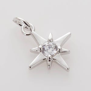 2PCS - Star Cubic Pendant Polished Rhodium -Plated [TT0099-PR]