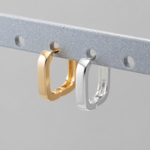 2PCS - Simple Square Huggie Earrings • Minimalist Geometric Hoops • Chunky Everyday Jewelry Gift [E0600-NR]