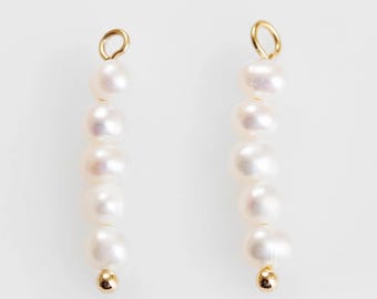 2 STÜCK - kleine Wasserperle Charms, Perlenkugel Anhänger, Perlenanhänger Halskettenanhänger, echt 14K Gold überzogen [P0958L-PG]