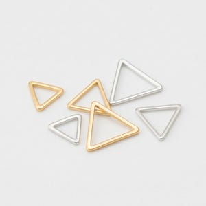 4 ST - Triangellänk • Öppen geometrisk ram • Sluten bezelkoppling • Äkta 14K guld och rodiumplätering [P0573]