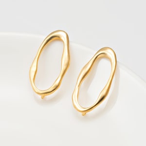 2PCS - Bumpy Round Ring Post Earring, Stud Earrings, 14K Matte Gold- Plated  [E0008-MG]