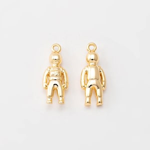 2PCS - Mini Astronaut Charms, Human Space Pendant, Celestial Jewelry, Minimalist Space Jewelry Making, Real 14K Gold Plated [P0556-PG]