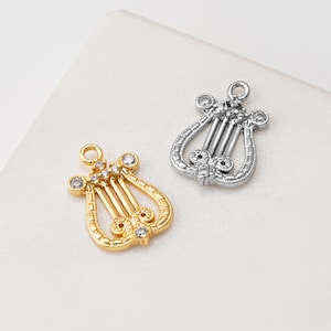 Broche Fantaisie En Forme De Lyre - Doré Et Bronze - Fabriqué En France - Neuf Sans Emballage
