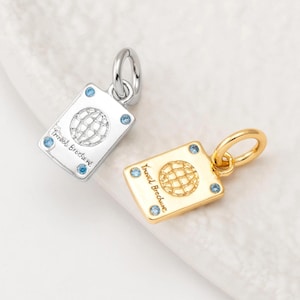 2PCS - Passport Charm, Mini Travel Pendant, Tiny Abroad Passport Heart Minimalist Jewelry Making, Real 14K Gold & Rhodium Plated [P2088]