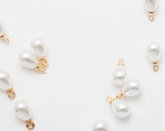 4PCS - 8mm 10mm 13mm Pearl Dangle Pendant, water drop Pendant, Pearl Charms, Pearl Drop Charms, Jewelry Charm, 14K Gold-Plated [BY0014-PG]