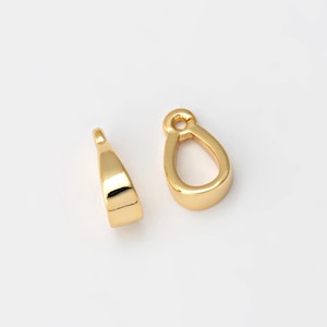 4PCS - Tiny Gold Bail, Pendant Charm Necklace Component, Dainty Bail, Charm Bails, Jewelry Making, Real 14K Gold Plated [LT0088-PG]