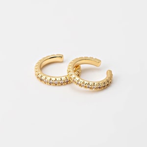2PCS - CZ Ear Cuffs, Dainty Ear Cuffs, Dainty Hoops, Cartilage Ear Cuff, Gold Plated Earrings, Real 14K Gold Plated [E0627-PG]