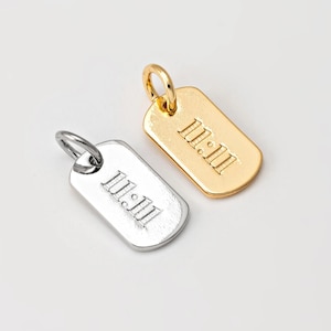 2PCS - 11:11 Angel Number Charms, Vintage Lucky Tag Pendant for Necklace or Bracelet Jewelry Making, Real 14K Gold & Rhodium Plated [P2058]