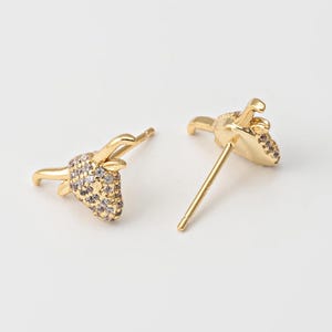 2PCS - Buffalo Stud Earrings, Buffalo Bills Post Earring, Animal Cow Jewelry, Real 14K Gold Plated [E0953-PG]