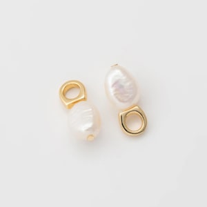 1PC - Fresh Water Pearl with Gold Bails Charms, Baroque Pearl Bail Pendant, Necklace Pendant, Real 14K Gold Plated [P1920-PG]