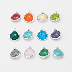 1PC - Teardrop Cracked Glass Charms, Faceted Crystal Pendants for Jewelry Making, Real 14K Gold & Rhodium Plated [G0006R]