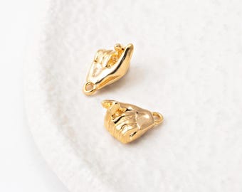2 STKS - Koreaanse handbedel met hartgebaar, handhanger liefdesgebaar, idool hartteken sieraden, echt 14K verguld [TT0142-PG]