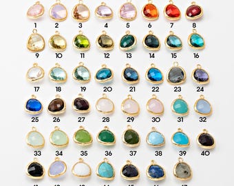1PC - Teardrop Glass Dangle Charm, 47 Color Options, Mini Pendant for Necklace or Bracelet, Real 14K Gold Plated [G0001-PG]