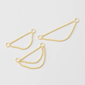 2PCS - Gold 1mm Box Chain Connector, Double Hole Chain Connectors, Piercing Cartilage Earring Making, Real 14K Gold Plated [C0528-PG]