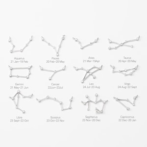 2PCS - Cubic Zodiac Zircon Pendants, Constellation Necklace Charm, Constellation Jewelry Birth Signs, Rhodium Plated [P0612-PR]
