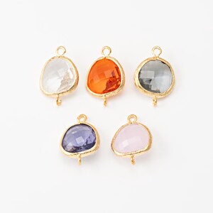 2PCS - Teardrop Shape Glass Connector, Earring Glass Jewelry Making, Real 14K Gold Plated [G0084-PG]
