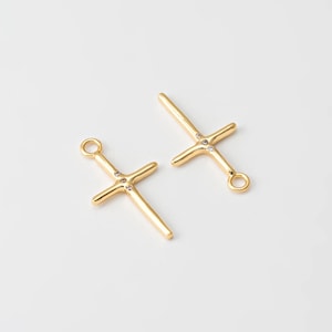 2PCS - Vintage Cross Pendant, Vintage Necklace charms, Dainty Necklace Pendant, Real 14K Gold Plated  [P0788-PG]