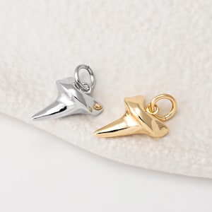 1PC - Shark Tooth Charm, Elephant Ivory Pendant, Minimalist Jewelry Making, Real 14K Gold & Rhodium Plated [P2076]