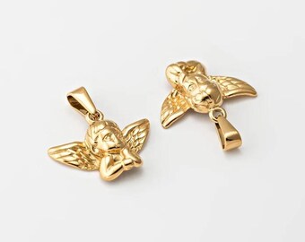 1PC- Baby Angel Cupid Charm, Cherub Pendant, Archery Pendant, Love Charm, Guardian Angel Charm, Necklace Making, 18K Gold PVD Plated[SN0008]