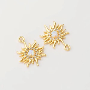 1PC - Opal Star Pendant, Dangle Star charms, Charm for Jewelry Making, Cubic Opal Sun Charms, Real 14K Gold Plated [G0309-PG]