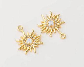 1PC - Opal Star Pendant, Dangle Star charms, Charm for Jewelry Making, Cubic Opal Sun Charms, Real 14K Gold Plated [G0309-PG]