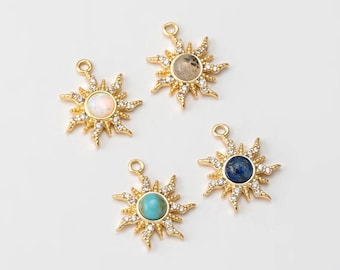 1PC - Opal Star Pendant, Gemstone Star Charms, Dangle Charm, Jewelry Making, Turquoise Lapis, Real 14K Gold Plated [G0303-PG]