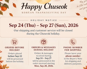 Chuseok Holiday Notice | Sep 24–27, 2026
