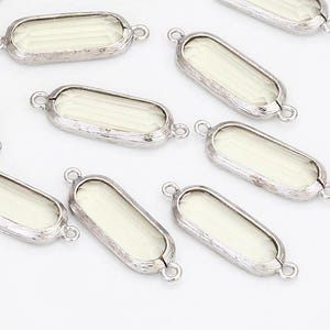 1PC  - Jonquil Glass Connector Polished Rhodium -Plated [G0044-PRJQ]