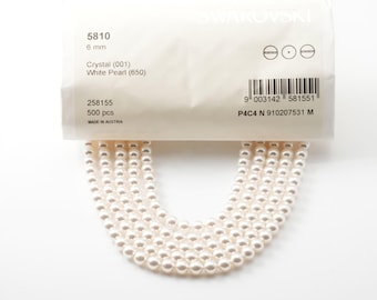 Genuine Swarovski 5810 White Pearl Beads, Round Crystal 3mm–12mm, Jewelry Making Supplies, Made in Austria [CB0203-WP]