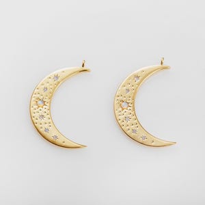 1PC- Moon cubic with Opal Pendant, Moon opal charms, making necklace supplies, Real 14K Gold Plated [P0930-PG]