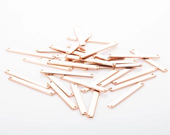 2 STÜCK - 4 x 35 mm Bar Anhänger, personalisierte Halskette, polierter Roségold-Ton [ST0037-PRG]