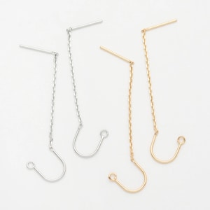 2 ST - Långa örhängen med droppkrok, långa örhängen med krokkedja, hantverksmaterial, trädörhängen, äkta 14K guld och rodiumplätering [H0091]