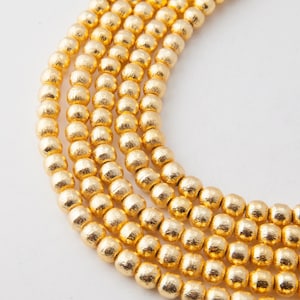1 Strand - 8&quot;  6mm 8mm 10mm Round Beads, Brushed Gold beads, Heishi Disc Beads, spacer Beads, bracelet beads, gold plating [CB0107]